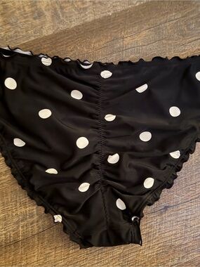 Shade & Shore Black and White Polka Dot Bikini Bottoms, NWT, Size L